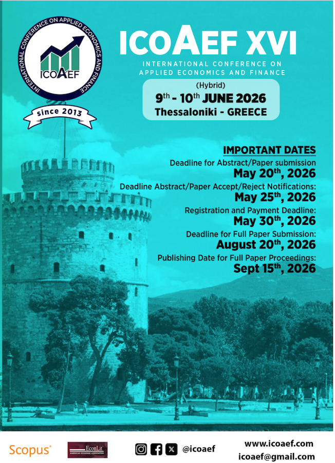 International Conference on Applied Economics and Finance (ICOAEF XVI)